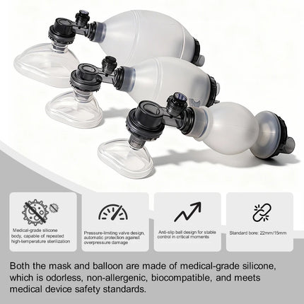 Califed Silicone Simple Respirator Adult/Child/Infant First Aid Manual Resuscitator Emergency Self-help Portable Rescue Tools