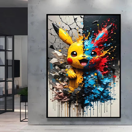 Japanese Anime Canvas Paintings Pokemon Pikachu Poster Cartoon Character Picture Bright and Clear Colors High Quality Home Decor