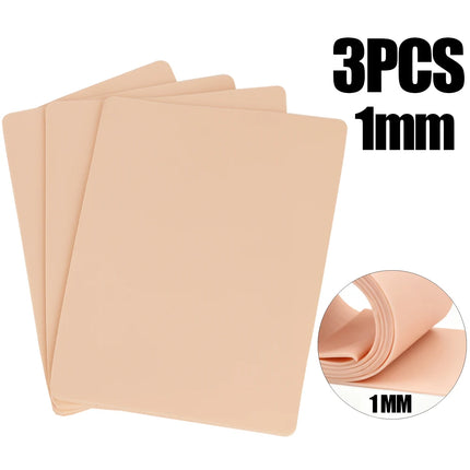 Silicone Tattoo Practice Skin 1/2/3mm Thick Double Side Tattoo Fake Skin Synthetic Leather Permanent Makeup Tattoo Skin