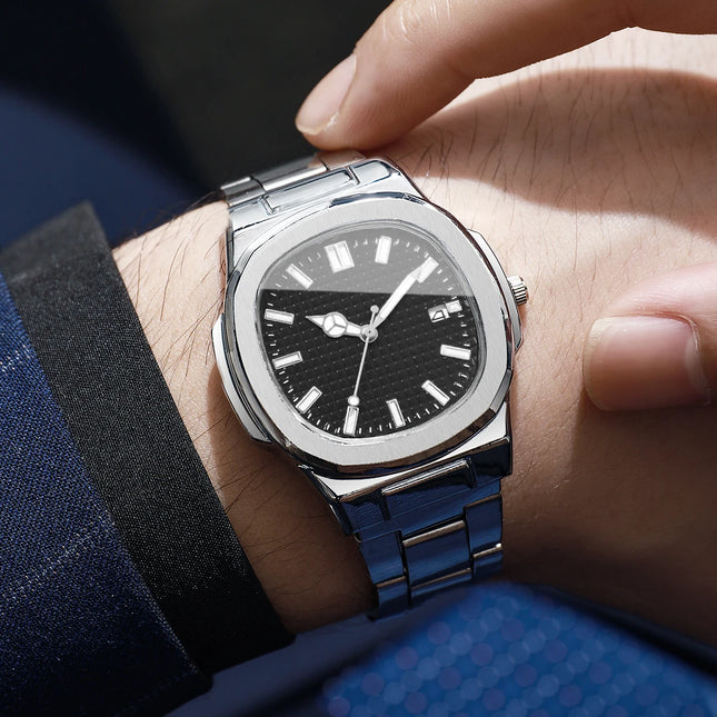 Fashion Square Men Calendar Quartz Watch Luxury Business Watches Mens Clock Reloj Hombre（Without Box）
