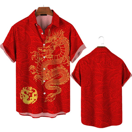 3d Printed 2025 Chinese Dragon Shirt Men Women Fashion Summer Hawaiian Shirt Fashion Top Loose Short Sleeves Blouse Clothing
