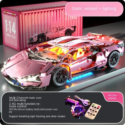 1299 PCS Tech 1:14 Pink Racing Sports car building blocks Assemble brick car toys for girls birthday presents Christmas presents