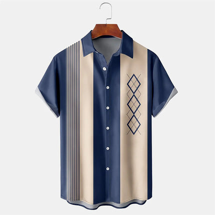 2024 Men's Hawaiian Shirt Poker Print Casual Fashion Lapel Collar Beach Vintage Shirt