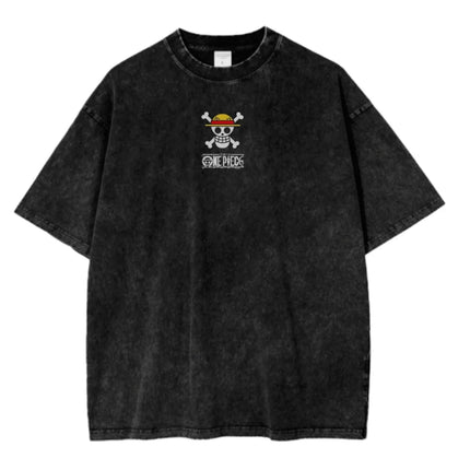 2026 New ACID WASH TEE ONE PIECE Anime Printed T-shirt Men's and Women's Washed T-shirt High Quality Vintage Cotton T-shirt Top