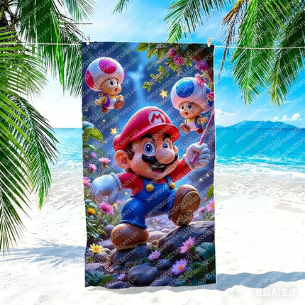 S-Super Towel Large Quick-Drying M-Mario-o Microfiber soft Beach Towel for Travel Fitness Sauna Bathing Camping Kids Gift