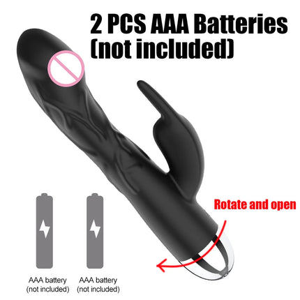 Silicone Rabbit Vibrator Large Dildo G Spot Clitoral Stimulator, Waterproof Rechargeable Dual Motor Female Masturbator Dildo