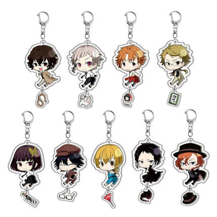 Cute Anime Figure Dazai Osamu Kunikida Doppo Edogawa Rampo Nakajima Atsushi Key Ring Fashion Acrylic Key Chain Plate Fans Gift