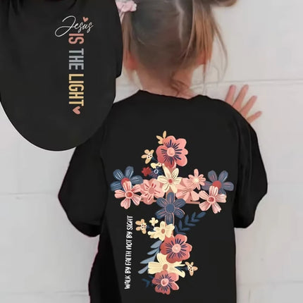 Jesus Loves Me Print Kids T-Shirt Colorful Letter Print Casual Boys Girls Short Sleeve Round Neck T-shirt Funny Tops for Children