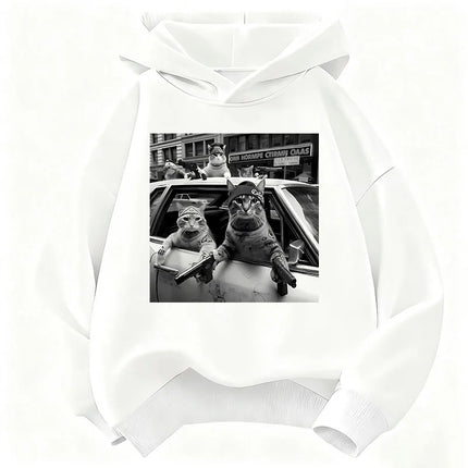 Streetear Hip Hop Cat Design Hoodie Kids Children's Sweatshirt Cute Harajuku Hoody for Boys Girls Autumn Winter Casual Hoodies
