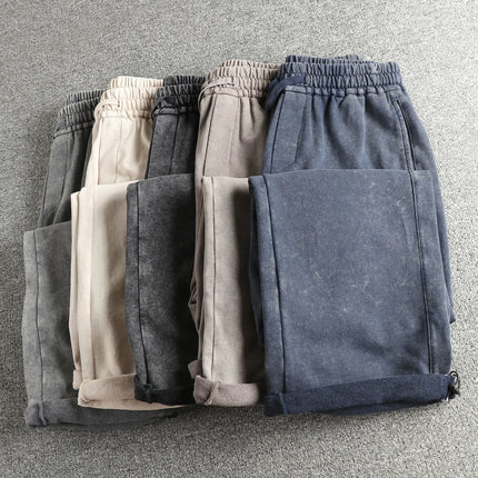 360G Heavyweight Washed Old American Retro High Street Sweatpants Men's 100% Cotton Loose Straight Sports Youth Casual Pants