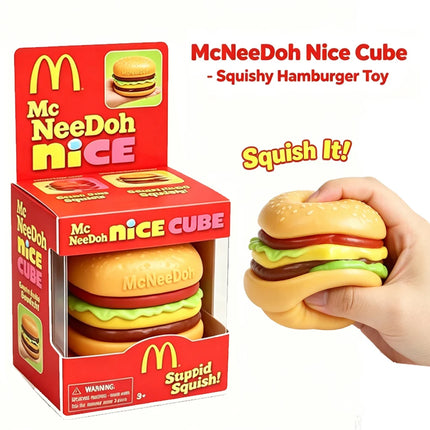 New Schylling NeeDoh Burger Cube Squishy Fidget Toy, Calms Mood & Provides Sensory Relief, Eases Anxiety, Non-toxic & Safe