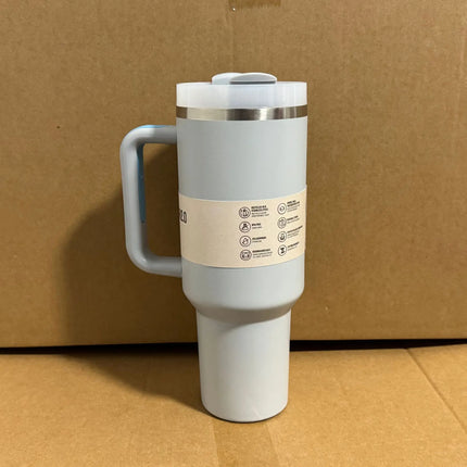 40OZ Flip Straw Tumbler with Leakproof Lid Built-In Straw & Handle Cupholder Compatible for Travel Insulated Stainless Steel Cup