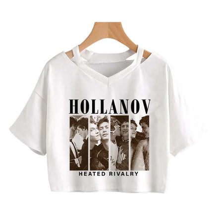 Hot Heated Rivalry Print Cropped T Shirt Women Sexy Graphic CropTops Gothic Vintage T-Shirt Fashion Y2k Streetwear Clothing