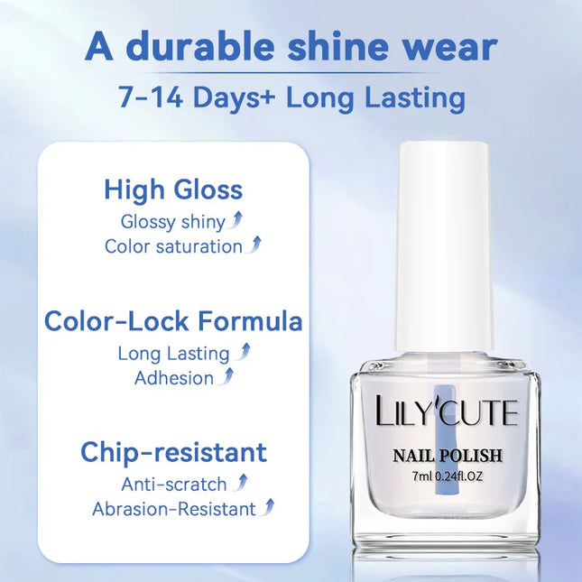 LILYCUTE 7ml Water-based Nail Base Top Polish 2 in 1 Clear Shine Nail Care Quick Drying No Need of Lamp to Cure Nail Art Varnish