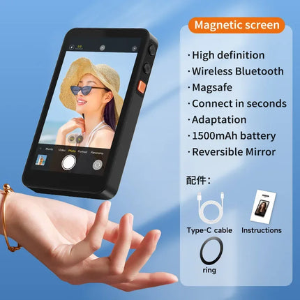 SHIYAN Phone Selfie Monitor Screen Magnetic Mount Using Phone Rear Camera for Selfie Vlog Live Stream TikTok iPhone & Android