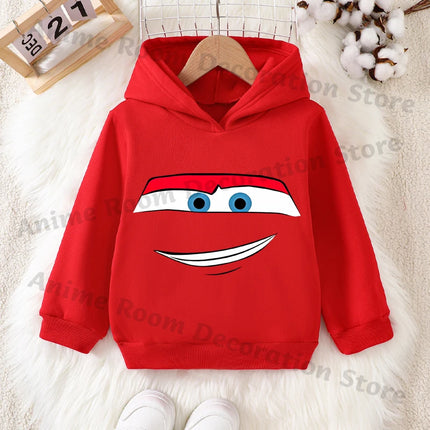 Lightning Mcqueen and Sally Sports Hoodies for Boys Girls Anime Cartoon Cute Hooded Sweatshirt Children Autumn Fashion Clothes