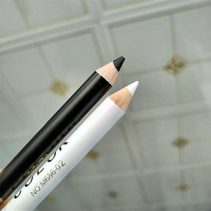 Mulitfuntional Two-Tone Black White Wood Eyeliner Pencil Pearl Highlighter Makeup Pen Brown Eyebrow Draw Lower Eyelash Cosmetics