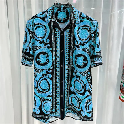 2025 Spring and Summer New Fashion Digital Printing Men's Short Sleeve Shirt High Quality Comfortable Lightweight Fabric