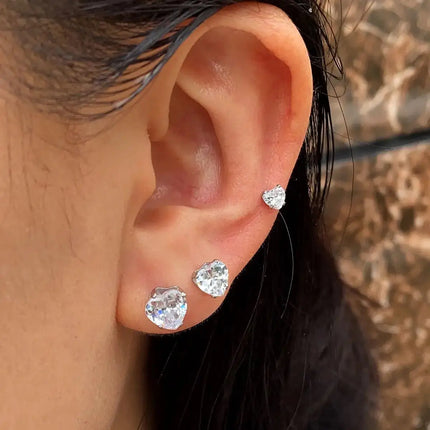 Classic Stainless Steel Square Crystal Zirconia Studs Earrings For Women/Men 4 Prong Tragus Cartilage Earring Trend Jewelry 2023