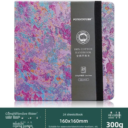 Square Cotton Watercolor Book 300g Organ Book Fabric Folding Hand Ledger Fine Lines Portable Sketch Color Lead Painting Book