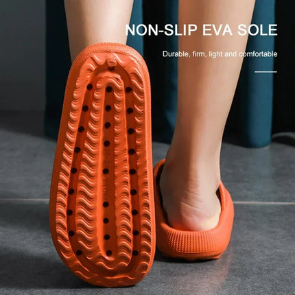 EVA Thick Sole 4cm Bathroom Slippers Cloud-Like Comfort Home Use Couple Height Increasing Indoor Solid Color Summer Sandals