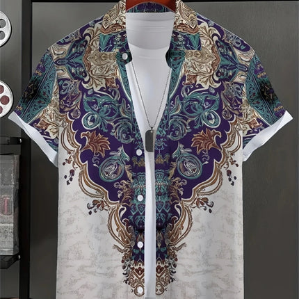 Simple Men's Shirt 3D Printed Retro Fashion Topshort Sleeve Beach Sweatshirt Street Hawaii Short Sleeved Shirt Men's Clothing