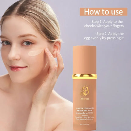 4 in 1 Foundation Liquid Hydrating Medium Full Coverage Concealer SPF 50+ Longwearing Waterproof Foundation Natural Face Makeup