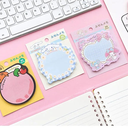 Kitty Keroppi Melody Kuromi Memo Pad Sanrio Pochacco Sticky Notes Stationery Label Notepad Planner Sticker Post School Supplies