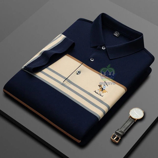 Luxury Embroidery Men's Polo Shirt Summer Thin Breathable 95%Cotton Hip-Hop Harajuku Black Lapel Short-Sleeved Tops Male M-4XL