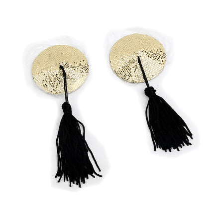 1 Pair Tassel Sequins Round Nipple Stickers Women Sexy Bra Nipple Cover Self Adhesive Reusable Wear Bra Pasties Chest Stickers
