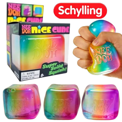 Schylling NeeDoh Rainbow Cube Squishy Fidget Toy CubeStress Relief and Fingertip Release Toy Sensory Stress Reliever Fidget Tool