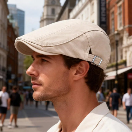 Classic British Newsboy Cap Soft Top Summer Hat for Men Trendy Casual Beret Flat Ivy Cap Soft Solid Color Driving Cabbie Hat