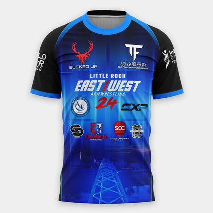 The East VS West Series 16 To 24 Armwrestling T-Shirt Atlantic City Sports Jersey Men's Breathable Quick Dry Fitness Gym Tee Top