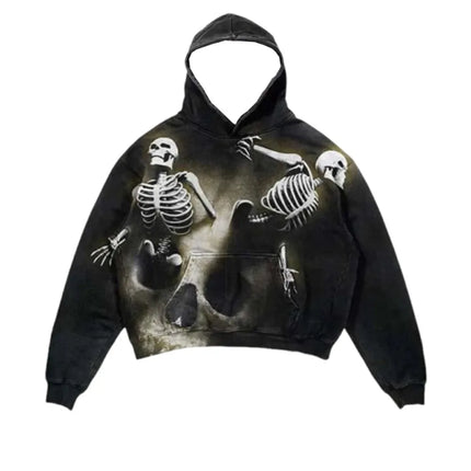 New Trendy men's Hoodie With 3D Skeleton Style Pattern design, Novel Long Sleeved Hoodie With Pockets For Daily Wear