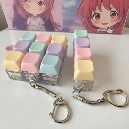Press Keyboard Keychain Decompression Toy Macaron Axle tester Mechanical Keyboard Fidget Key Finger Toys For Adults Antistress