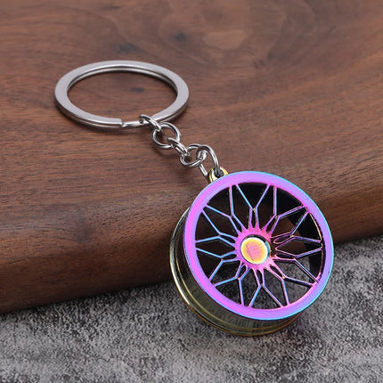 Creative Gear Head Keychain Speed Gearbox Keyring For Car Key Turbo Hub Brake Disc Pendant Shock Absorber Keys Holder Chain Ring