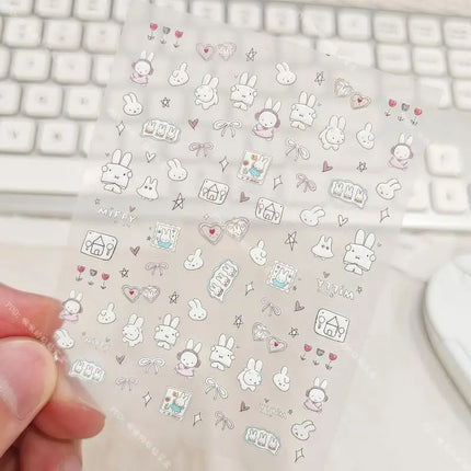 Cute Miffy 3D Nail Stickers Kawaii Glass Camera Nail Stickers Decoration Anime Printing Stickers Holiday Surprise Gifts