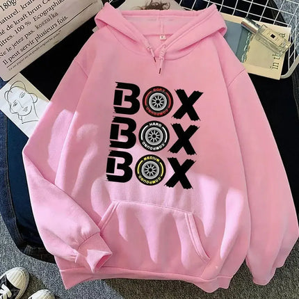Box Box Box Hodies F1 Tyre Compound V2 Sweatshirts Women's Long Sleeve Top Oversized Hooded Funny Games Men Clothing Y2k Clothes