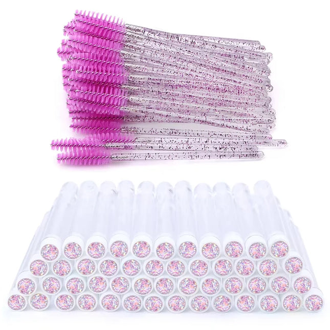 100pcs Diamond Eyebrow Brush Tube Empty Reusable Lash Mascara Wand Case Replaceable Crystal Eyelash Brush Dust-proof Makeup Tool