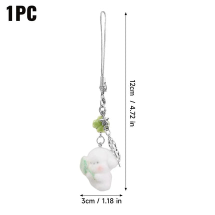 1/2pcs Cute Clover Hug Dog Pendant Keychain Lanyard Flocking Puppy Mobile Phone Straps Pendant Keyring Schoolbag Decorative