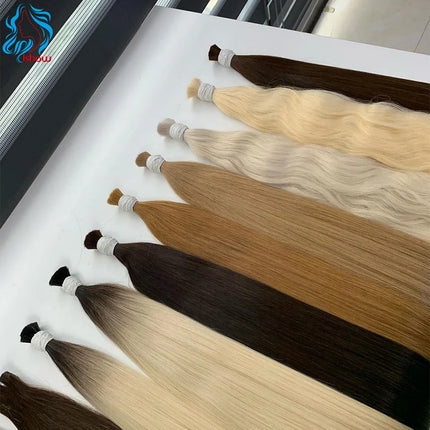 No Weft Straight Bulk Braiding Hair 100% Brazilian Virgin Remy Human Hair Extensions 50g 100g Blonde 1B Color Natural Hairpiece