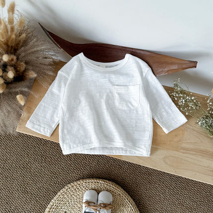 Baby Original Pocket Sports Shirt With 2025 Korean Autumn Baby Top, Children's Top Men's Top, Girls' Top