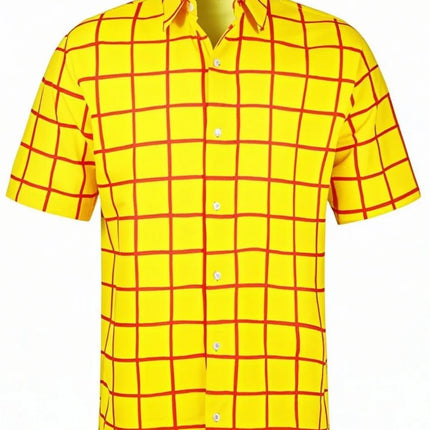 Fashion Men's Short Sleeve Shirt Casual Plaid Color Summer 3D Printed Lapel Shirt New  Fashion Casual Men's Clothing Unisex Tops