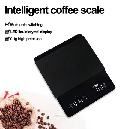 Basic 3 Black Mirror Pour Over Coffee Scale Espresso Scale,Flow Rate, Auto Timer,Ratio, 3 Brewing Modes, 2kg Capacity