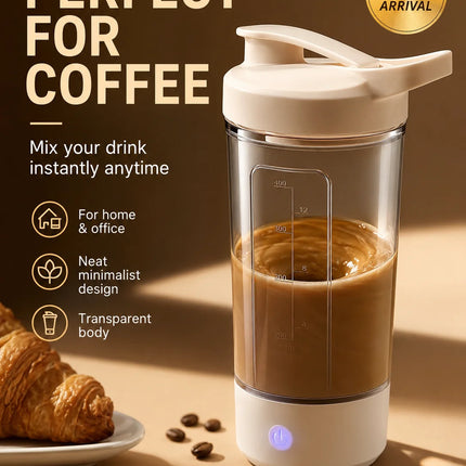 Portable Auto Stirring Cup, Transparent Measuring Electric Blender USB Charging for Milk Powder Smoothies