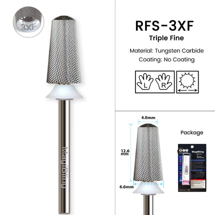 MagiBling 3XF Tapered Nail Drill Bit Professional Removal Grinding Bits for File Machine Acrylic Soft Gel Polish Tools 3/32”