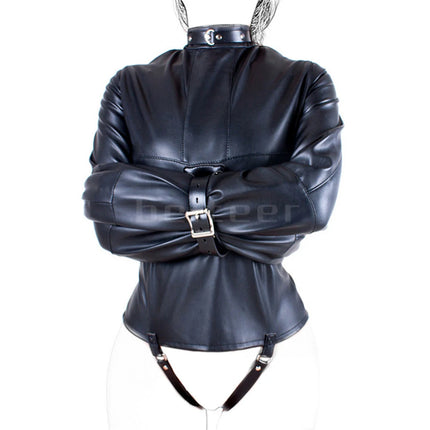 Female Sofe Leather Adjustable Binder Bondage Straitjacket Binding Slave Lockable Coat For Women Erotic Cosplay Adult Sex Toy