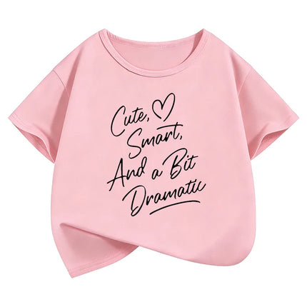 Cute Smart Dramatic Letter Printed T Shirts Short Sleeve Kids Children's T-shirt Boys Girls Summer Spring Casual Top Tee Shirt