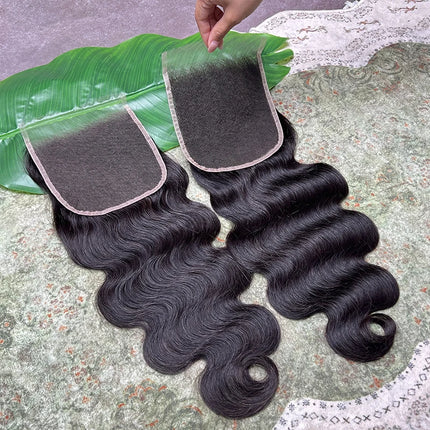 6X6 Body Wave HD Lace Closure Invisible HD Lace Melt Skin PrePlucked Bleached Knots 100% Raw Virgin Human Hair Natural Color