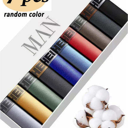 Random 7PCS Men's Pure Cotton Boxer Underwear Comfortable Soft High-quality Pure Cotton Material Daily Fitness Exercise
